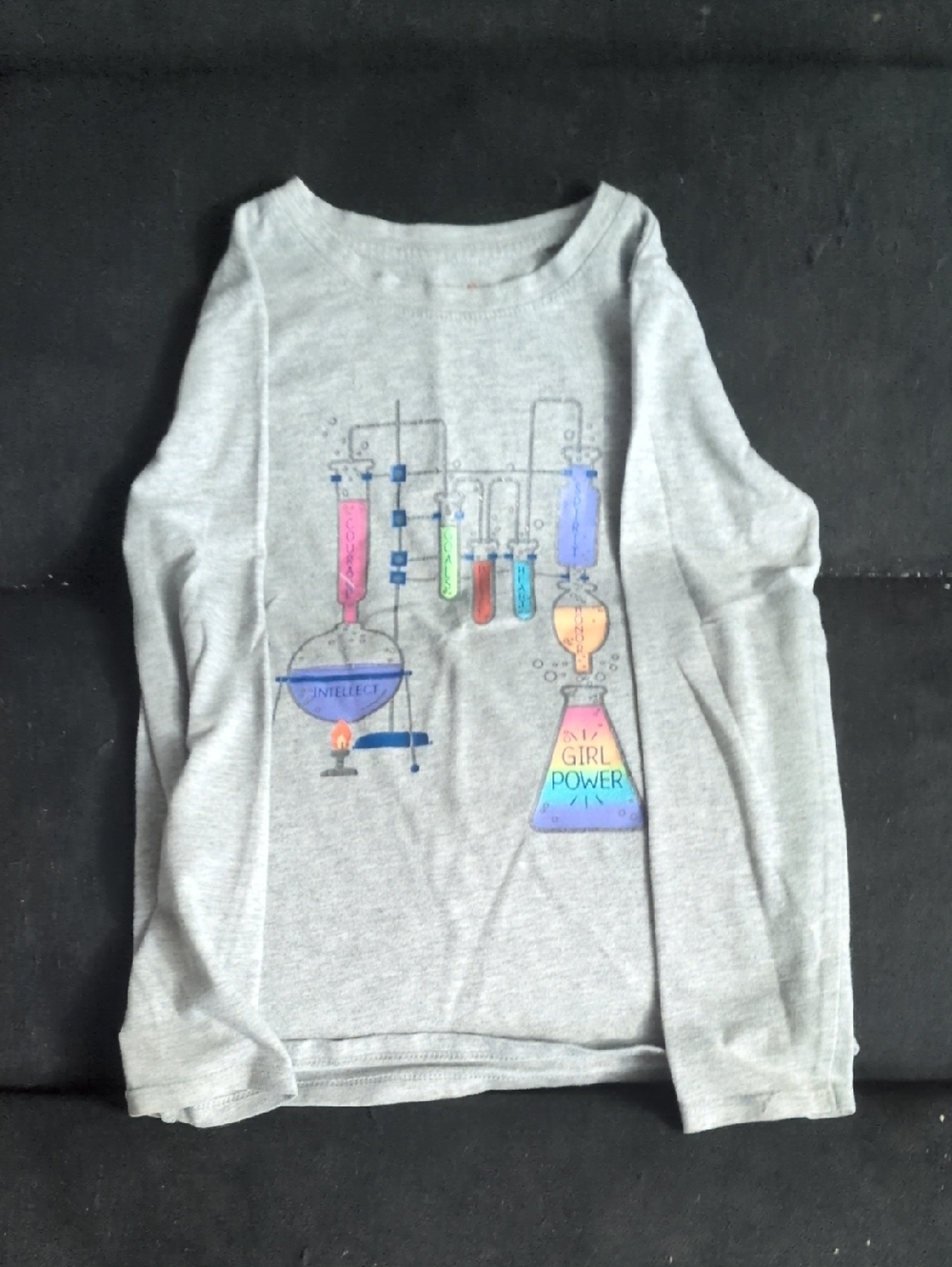 Girls' Grey Long Sleeve Science Graphic Tee - Girl Power